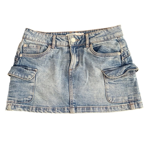 Garage Dresses & Skirts - Garage Light Blue Denim Mini Cargo Skirt
